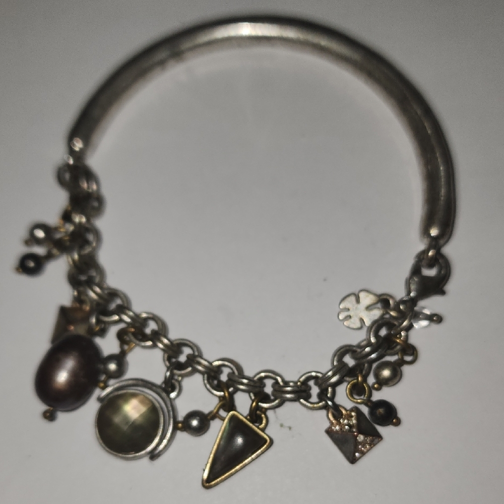 Elegant Silver and Gold Charm Bracelet